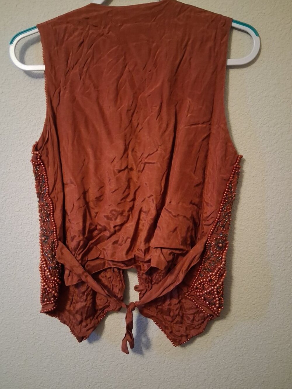 1980s Vintage Vest Embellished BOHO Beads Pearl Beaded Retro Cosplay Size Medium - Picture 7 of 7